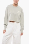 Stella Mccartney Cropped Fit Sweatshirt With Raw-cut Hem And Logo Patch
