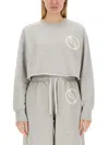 Stella Mccartney Cropped Grey Sweatshirt With Subtle Logo
