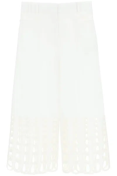 STELLA MCCARTNEY CROPPED PANTS WITH EMBROIDERED HEM