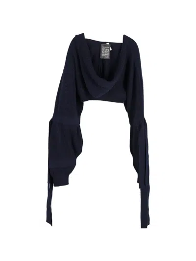Pre-owned Stella Mccartney Cropped Ribbed Hoodie In Blue