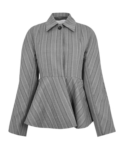Stella Mccartney Cropped Shirt With Flared Hem In Gray