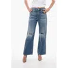 Stella Mccartney Cropped Straight Fit Denims With Side Zips 26cm In Blue