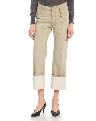 Stella Mccartney Cropped Turn Up Jeans In Mist Grey In Gray