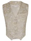 Stella Mccartney Metallic Brocade Crop Vest In Gold