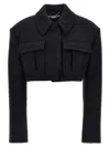 Stella Mccartney Cropped Wool Jacket With Button Closure In Black