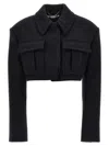 Stella Mccartney Cropped Wool Jacket With Button Closure In Black