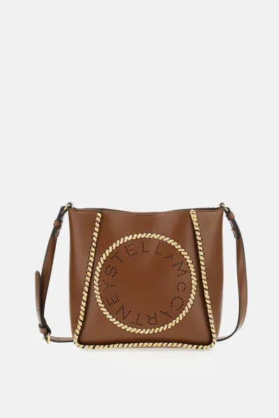 Stella Mccartney Crossbody Logo Bag Raffia In Brown