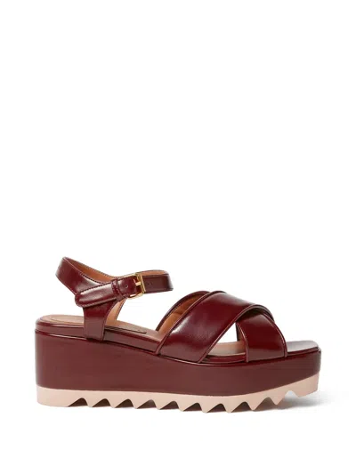 Stella Mccartney 80mm Elyse Patent Platform Sandals In Burgundy