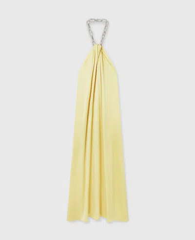 Stella Mccartney Crystal Chain Halterneck Dress In Chamomile