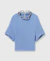 Stella Mccartney Crystal Chain Short-sleeve Top In Iris
