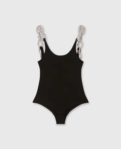 Stella Mccartney Crystal Chain Strap Top In Black