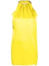 Stella Mccartney Halterneck Satin Minidress In Yellow