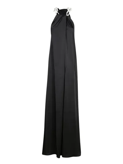 Stella Mccartney Draped Halter Dress Chain Embellishment In Black