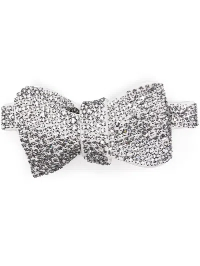 Stella Mccartney Crystal-embellished Bow Tie In Beige