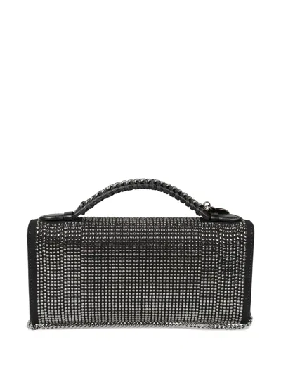 Stella Mccartney Crystal-embellished Chain-handle Clutch In Black