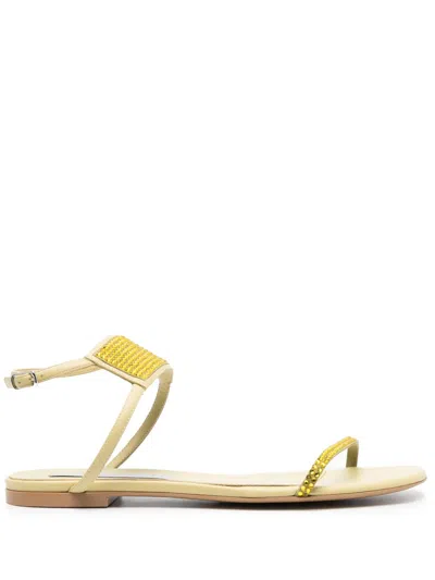 Stella Mccartney Recycled Polyester Strap Sandal In Yellow