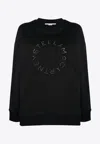 Stella Mccartney Rhinestone-embellished Logo Sweatshirt In Black