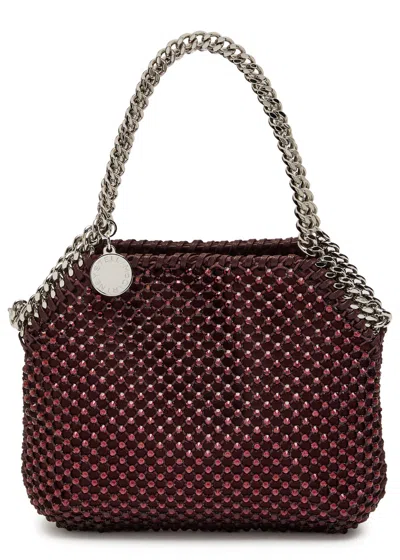 Stella Mccartney Crystal-embellished Mesh Top Handle Bag In Burgundy