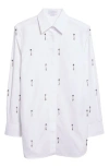 Stella Mccartney Crystal Embellished Oxford Button-up Shirt In White