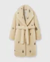 Stella Mccartney Crystal Embellished Plush Teddy Coat In Oat