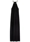 Stella Mccartney Draped Halter Dress Chain Embellishment In Black