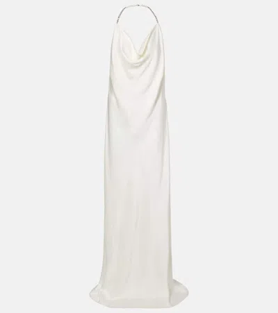 Stella Mccartney Crystal-embellished Satin Gown In White
