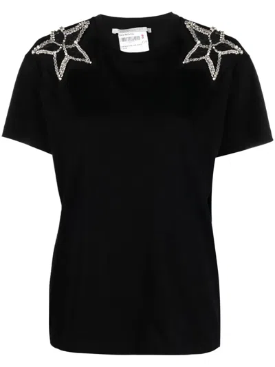 Stella Mccartney Crystal-embellished Short-sleeved T-shirt In Black