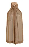 Stella Mccartney Crystal-embellished Silk Halter Top In Bronze