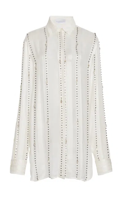 Stella Mccartney Crystal-embellished Silk Shirt In Ivory