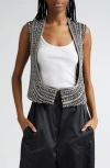 Stella Mccartney Crystal Embellished Wool Tuxedo Waistcoat In Black