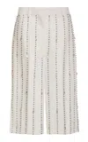 Stella Mccartney Crystal-embellished Wool Culottes In White