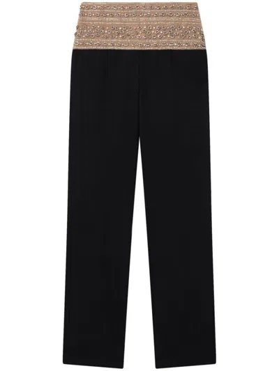 Stella Mccartney Crystal-embellished Wool Trousers In Midnight Black