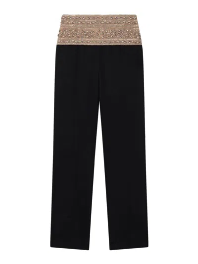 STELLA MCCARTNEY CRYSTAL-EMBELLISHED WOOL TROUSERS