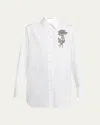 Stella Mccartney Crystal Floral Embroidered Long-sleeve Blouse In Pure White