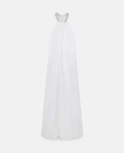 STELLA MCCARTNEY CRYSTAL HALTERNECK SATIN MAXI DRESS