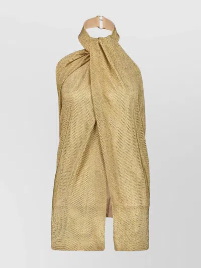STELLA MCCARTNEY CRYSTAL HALTERNECK TOP GEORGETTE