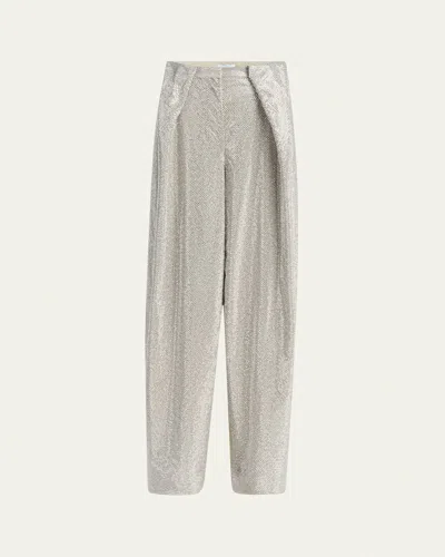 Stella Mccartney Crystal Hotfix Balloon Trousers In Pebble