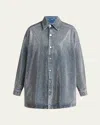 Stella Mccartney Crystal Hotfix Denim Overshirt In Vint Bl Denim