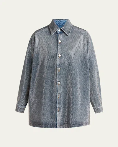 STELLA MCCARTNEY CRYSTAL HOTFIX DENIM OVERSHIRT