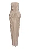 Stella Mccartney Crystal Hotfix Silk Gown In Silver