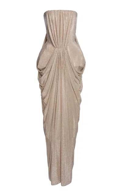 Stella Mccartney Crystal Hotfix Silk Gown In Silver