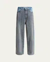 Stella Mccartney Crystal Hotfix Wide Leg Jeans In Vint Bl Denim