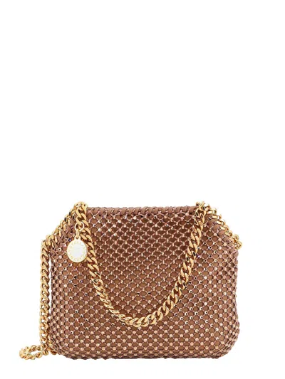 Stella Mccartney Falabella Mini Eco Crystal Shoulder Bag In Fawn/gold