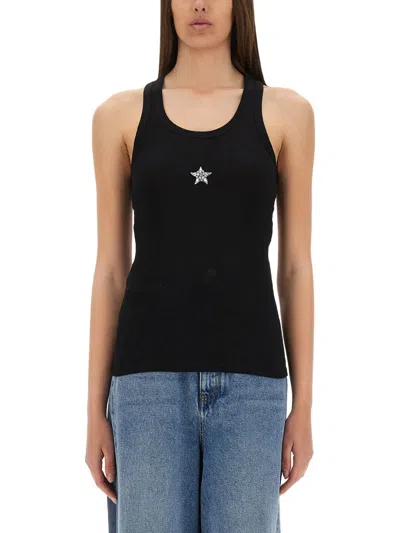 Stella Mccartney Crystal Mini Star Tank Top In Black
