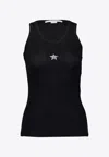 Stella Mccartney Black Crystal Star Tank Top In Black