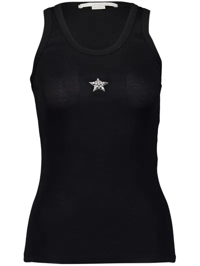 Stella Mccartney Crystal Mini Star Tank Top Clothing In Black