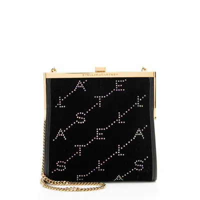 Stella Mccartney Crystal Monogram Velvet Frame Mini Shoulder Bag