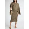 Stella Mccartney Crystal Stud Draped Jersey Dress In Mud