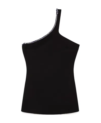 Stella Mccartney Crystal-trim One-shoulder Top In Black