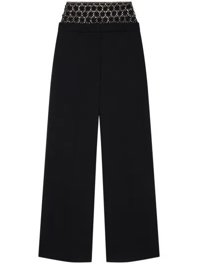 Stella Mccartney Crystal Cage Low-rise Trousers In Pitch Black